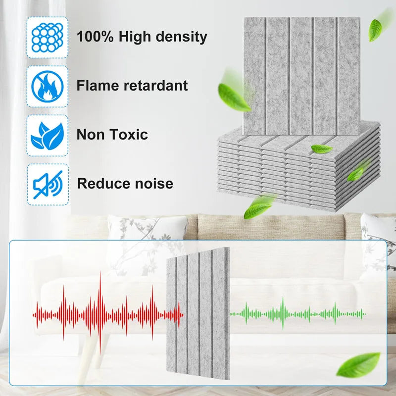 12 Pack Self-Adhesive Acoustic Panels 30x30cm Wall Soundproofing - Black
