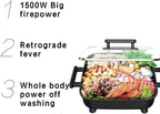 1500W Multifunction Electric Hot Pot with 6L Capacity & Stepless Thermostat