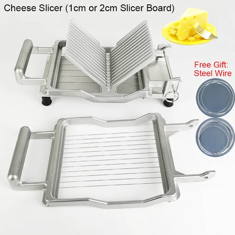 1cm Stainless Steel Wire Cheese Slicer Compact Aluminum Cutter for Soft Cheese & Sausages