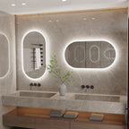 Oval LED Bathroom Mirror with 3-Color Lighting and Anti-Fog