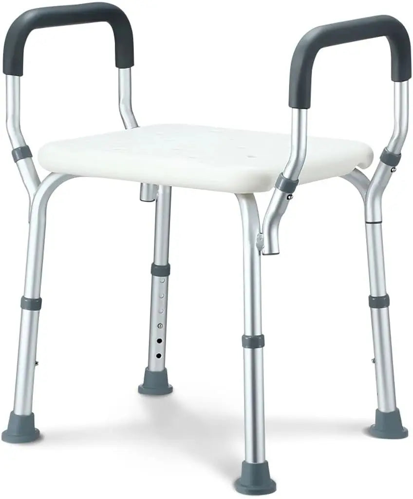 Bathroom Shower Stool with Non-Slip Seat, Foam Handles & Adjustable Height