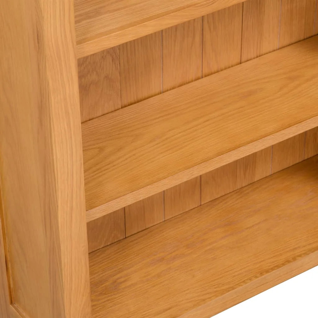 3-Tier Solid Oak Bookcase 70cm – Rustic Wooden Shelf Unit for Living Room or Study