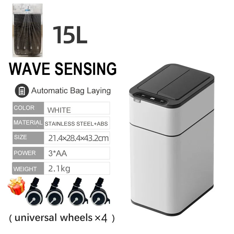 15L Automatic Kitchen Waste Bin with Motion Sensor Lid