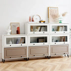 European Minimalist Wooden Cabinet with Doors Bedroom & Living Room Storage Bookshelf