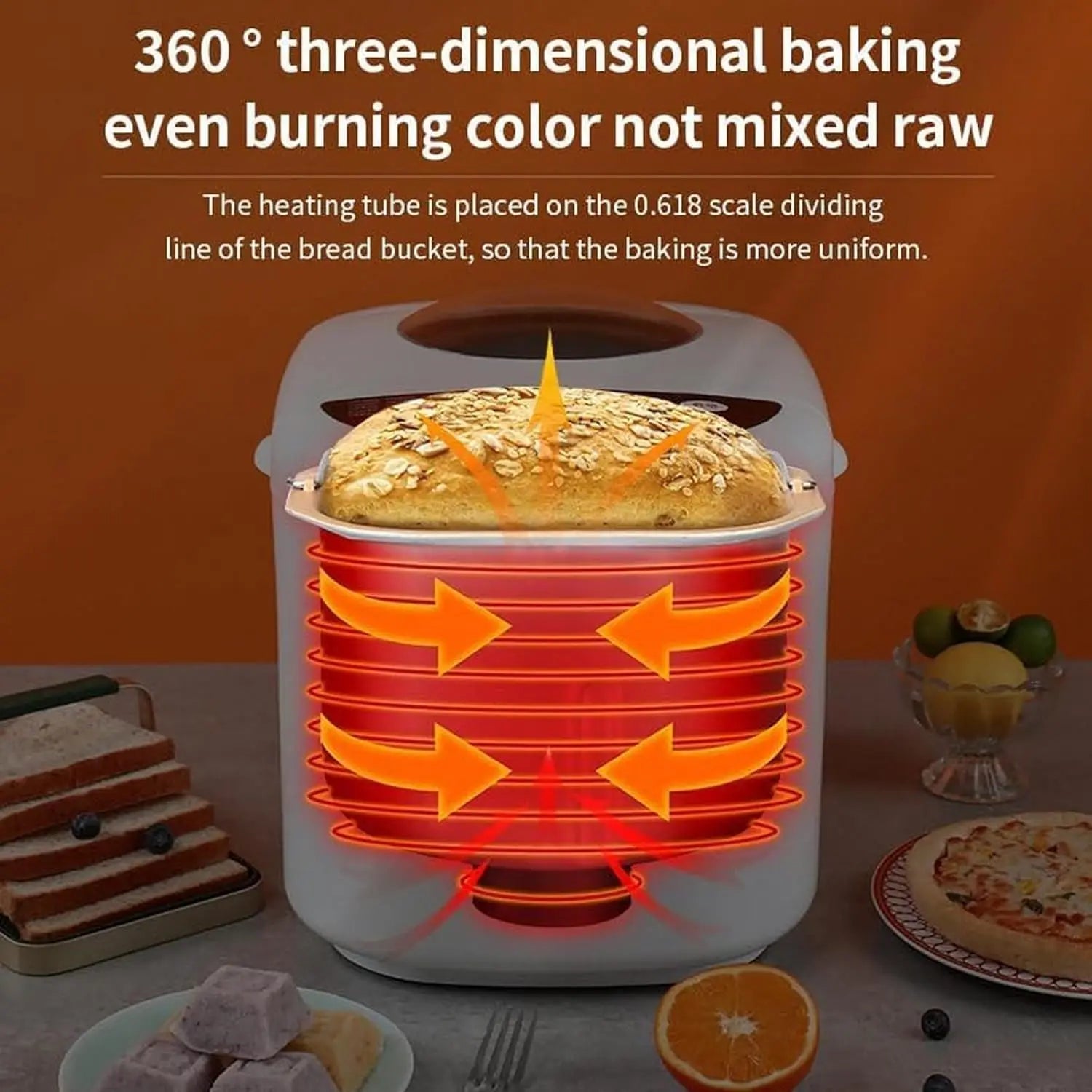 1.5L Electric Bread Machine with 360° Heating, 13h Delay Timer & Multiple Loaf Sizes