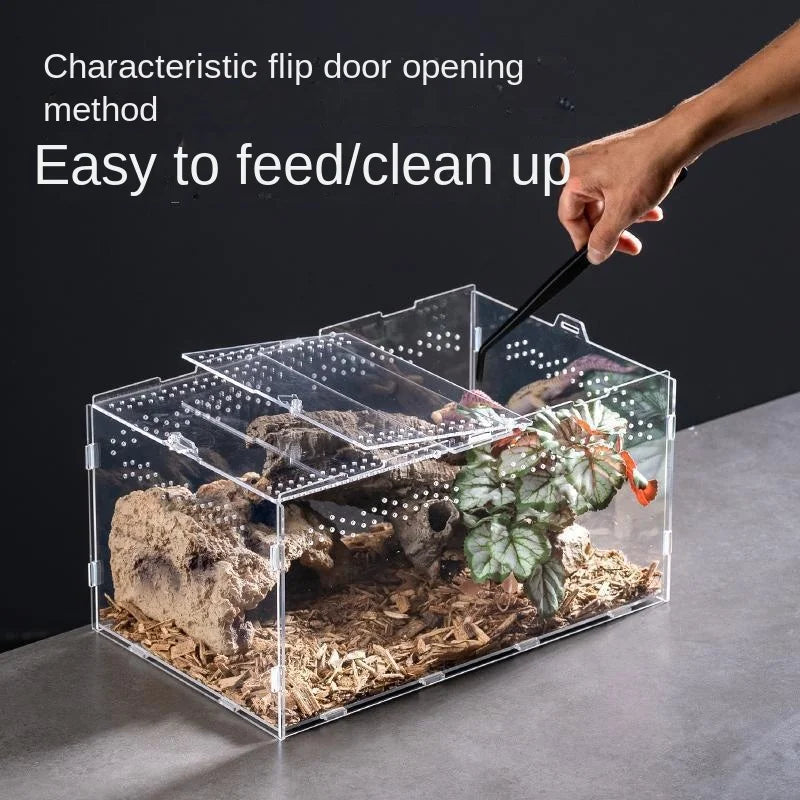 12x12x20cm Acrylic Terrarium Cage for Reptiles & Insects
