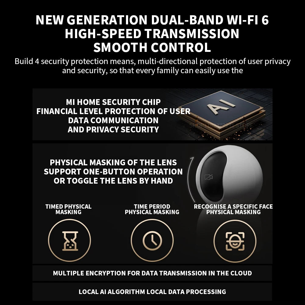 4K Smart Home Camera with 360° View, Dual-Band WiFi 6, AI Motion & Pet Detection (CN Version)