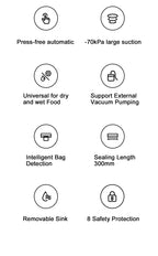 Food Vacuum Sealer 70KPa 220V with 10 Vacuum Bags