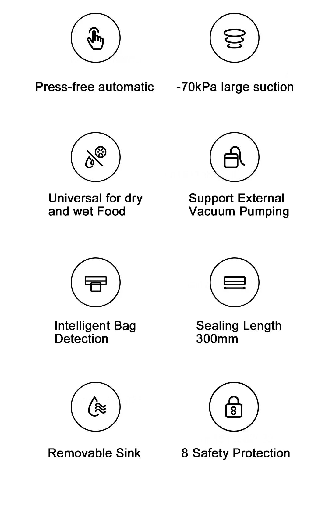 Food Vacuum Sealer 70KPa 220V with 10 Vacuum Bags