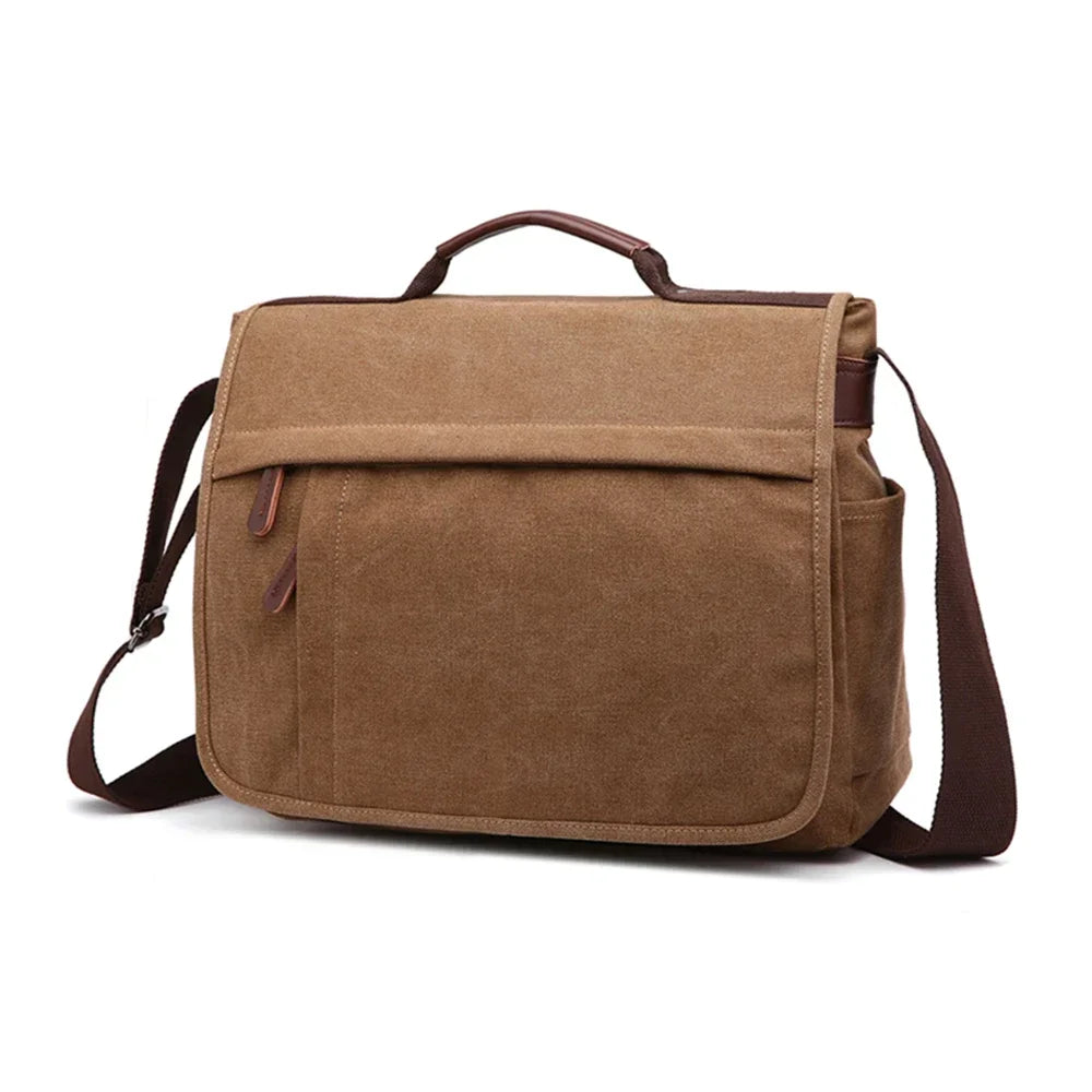 17-Inch Canvas Laptop Messenger Bag for Work and Daily Use