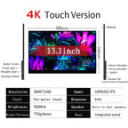 13.3" 4K OLED Touchscreen Monitor with HDR for Gaming
