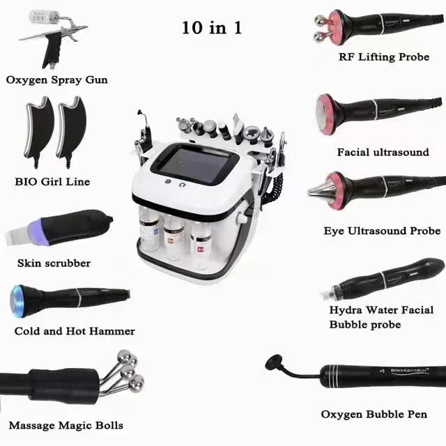 10-in-1 Hydrofacial Machine with Oxygen Peeling & Moisturizer