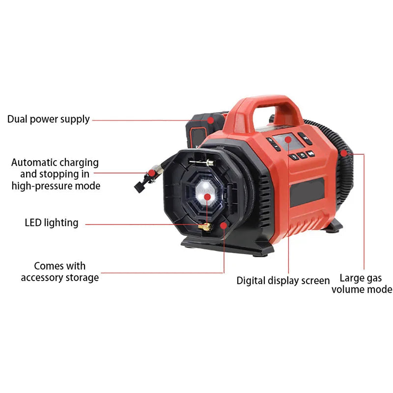 160PSI Rechargeable Wireless Air Pump for Car, Motorcycle, Bicycle and Ball Inflation