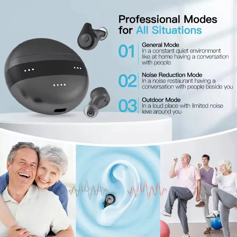 Rechargeable Bluetooth Hearing Aid with Noise Cancellation
