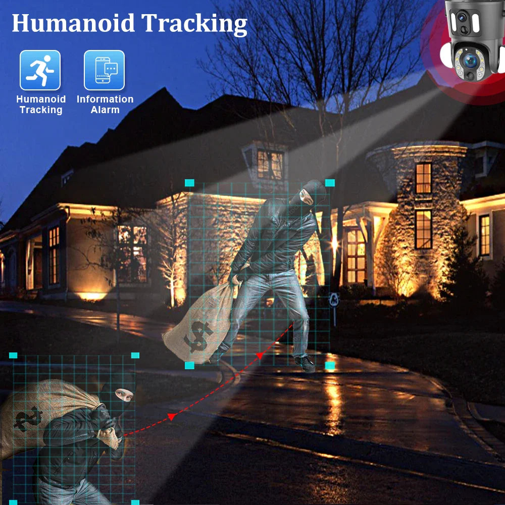Outdoor Smart Camera with Dual Lens and Auto Tracking