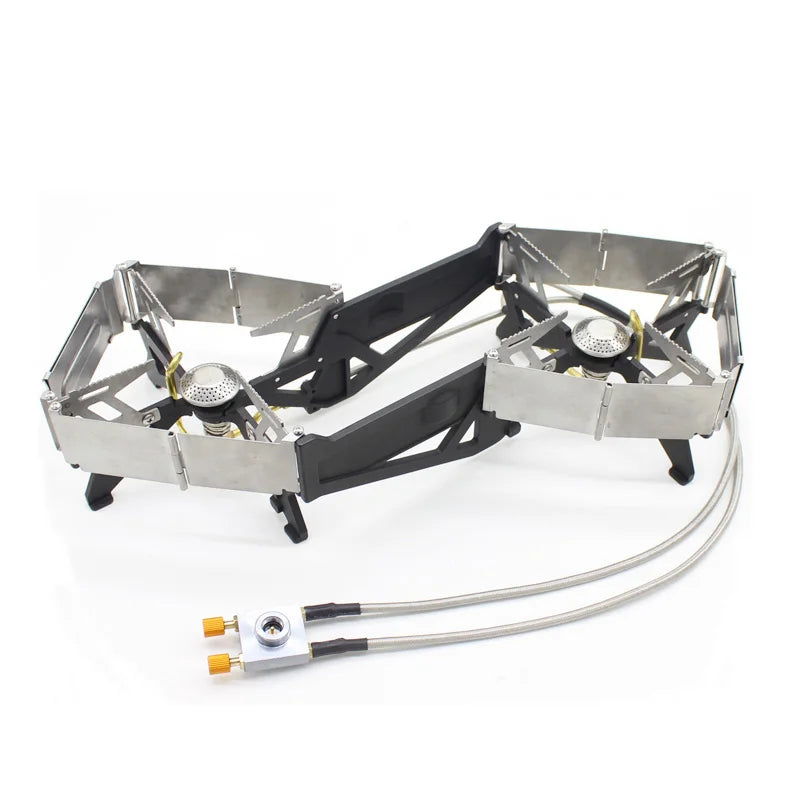 Lightweight Folding Double Burner Stove for Camping, Hiking and Outdoor Use