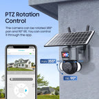 Outdoor Solar PTZ Security Camera 4K 8MP, Dual Lens, 12X Zoom, Night Vision, WiFi/4G Wireless