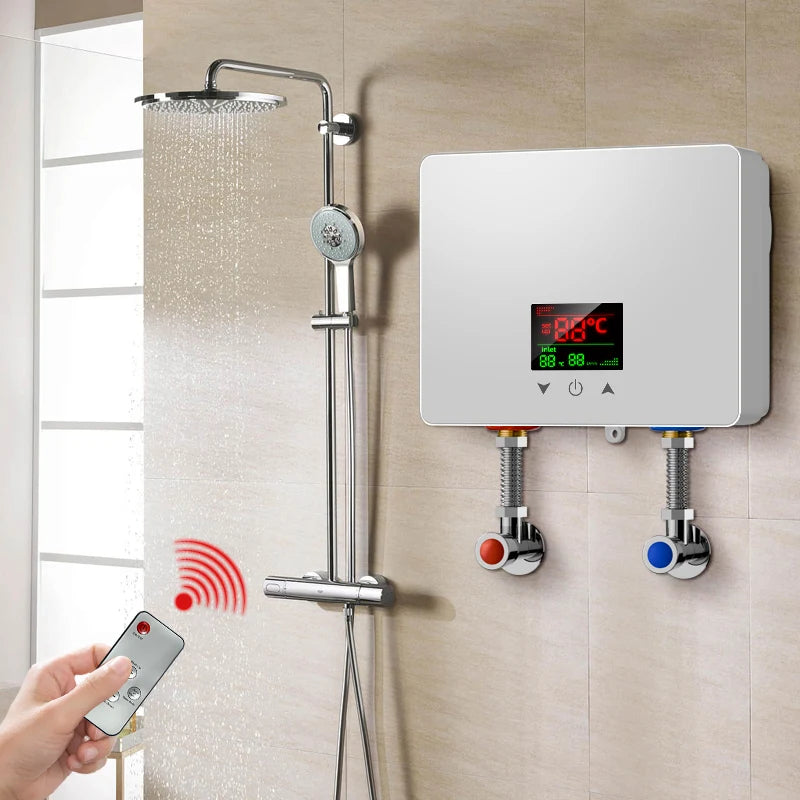 Compact Electric Water Heater for Bathroom & Kitchen, Adjustable Temperature
