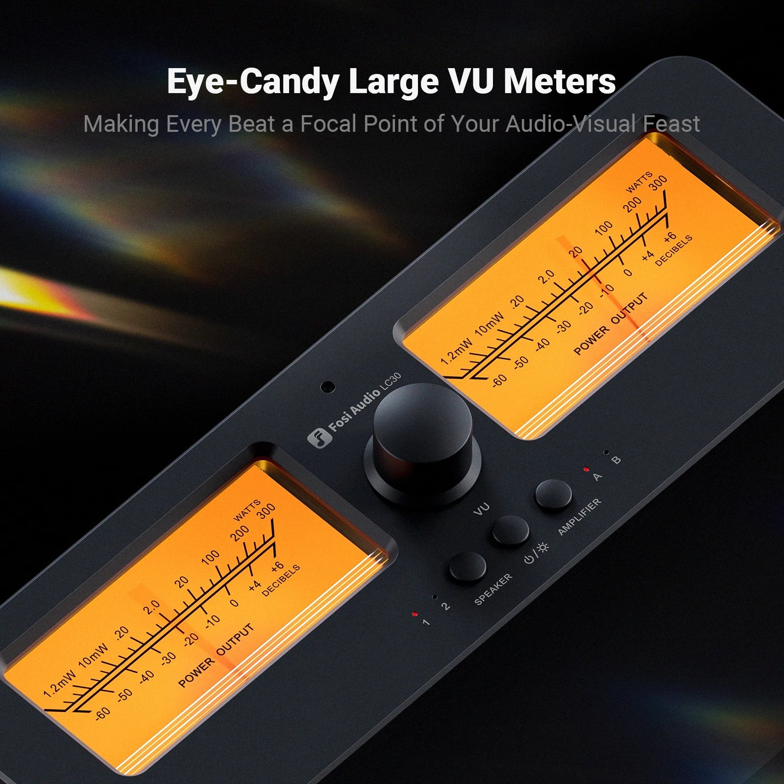 2-in-2 Out Amplifier Speaker Switch with VU Meters