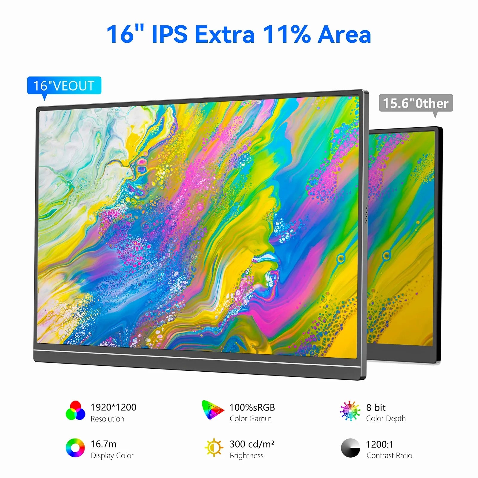 16" Rechargeable LCD Display – Portable Monitor for Work & Play