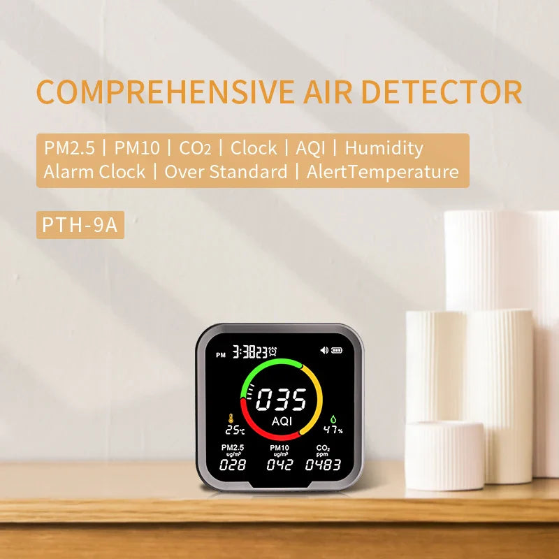 Smart WiFi 6-in-1 Air Quality Monitor with LCD - PTH-9AW