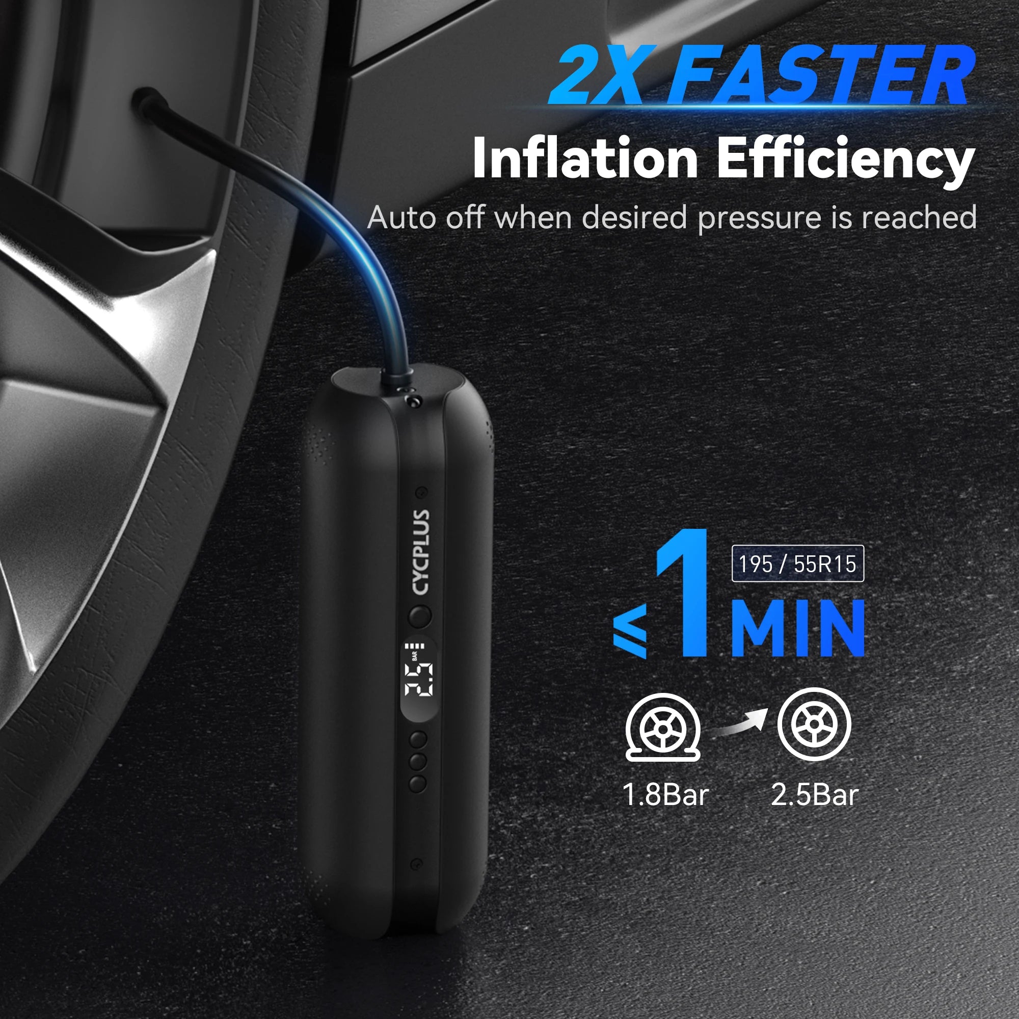 150PSI Rechargeable Air Pump Type-C Inflator for Car Bike