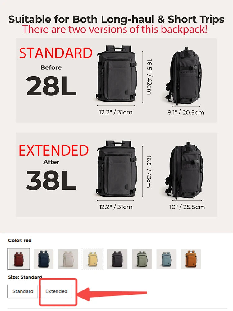 Black Expandable Travel Backpack with Laptop and USB Port