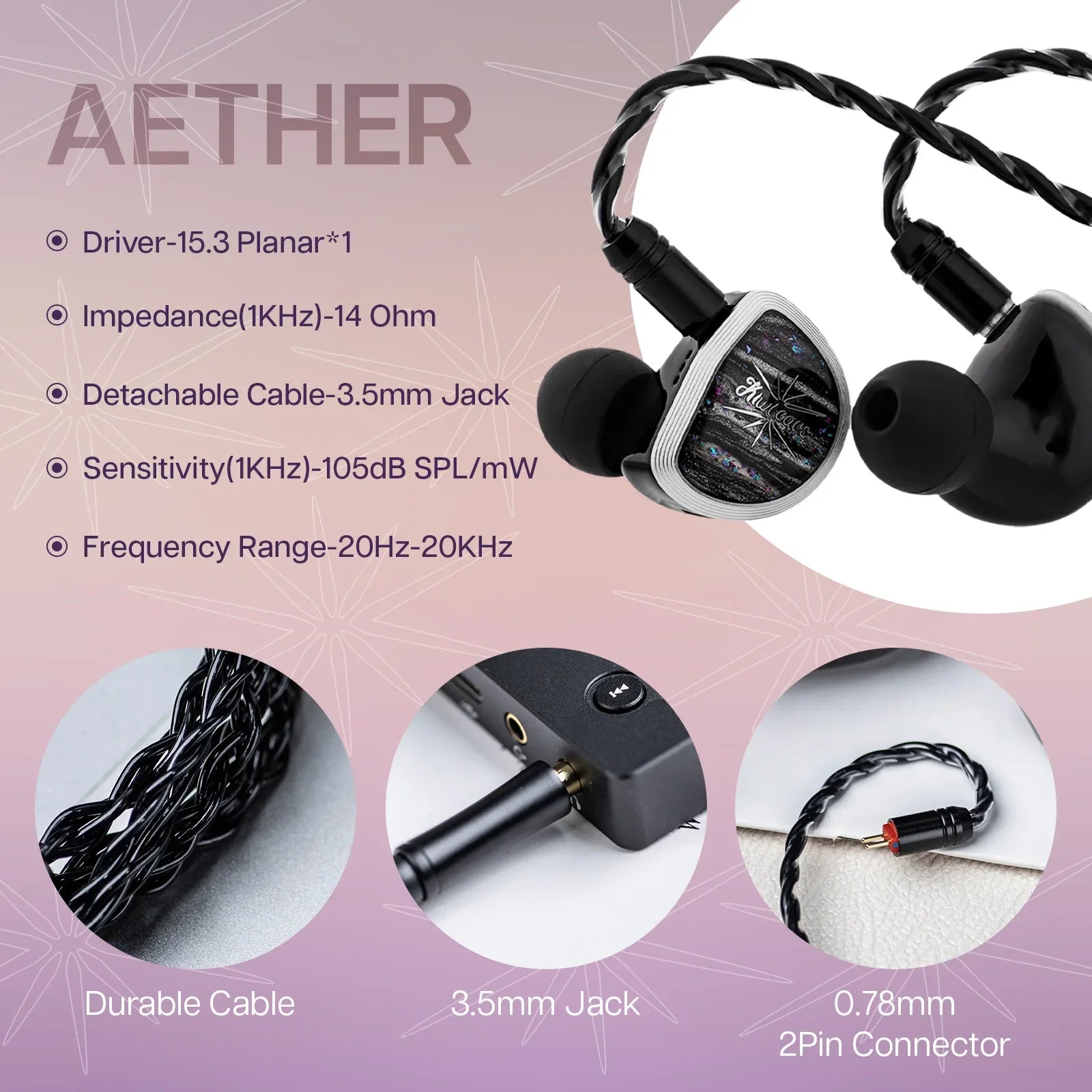 15.3mm Planar IEMs with Detachable 2-Pin Cable