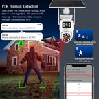 Solar 4G Outdoor PTZ Camera 12MP Dual Lens with Night Vision & Motion Tracking