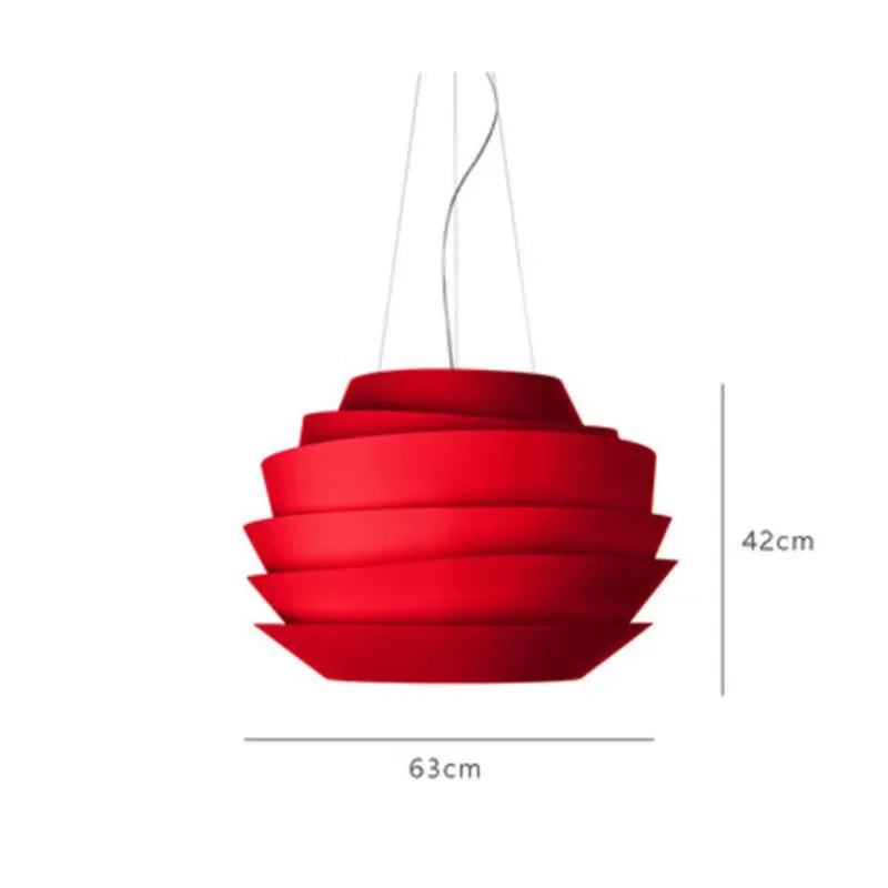 Hanging Metal Pendant Lamp for Kitchen or Studio Red Dia63cm