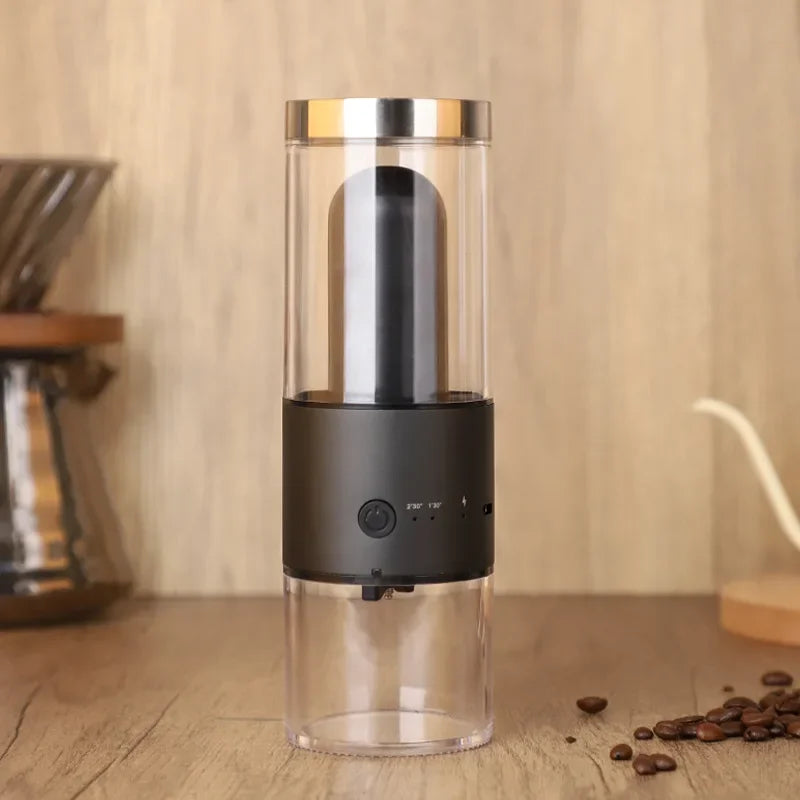 Rechargeable Travel Coffee Grinder with LED Display & 85g Capacity