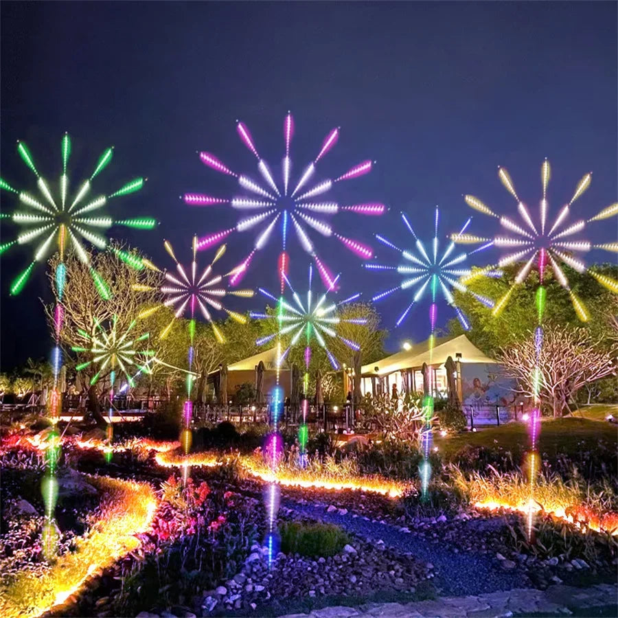 2.5M LED Starburst Firework Garland Smart RGB Lights with 18 Modes for Indoor/Outdoor Use