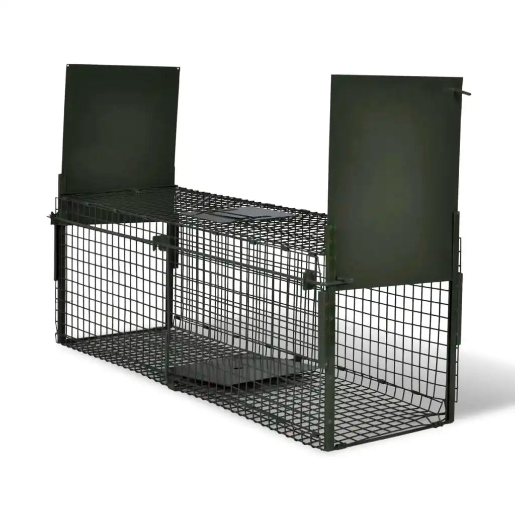 100cm Dual Entry Humane Animal Trap Cage – Reinforced Steel Mesh, Foldable Design