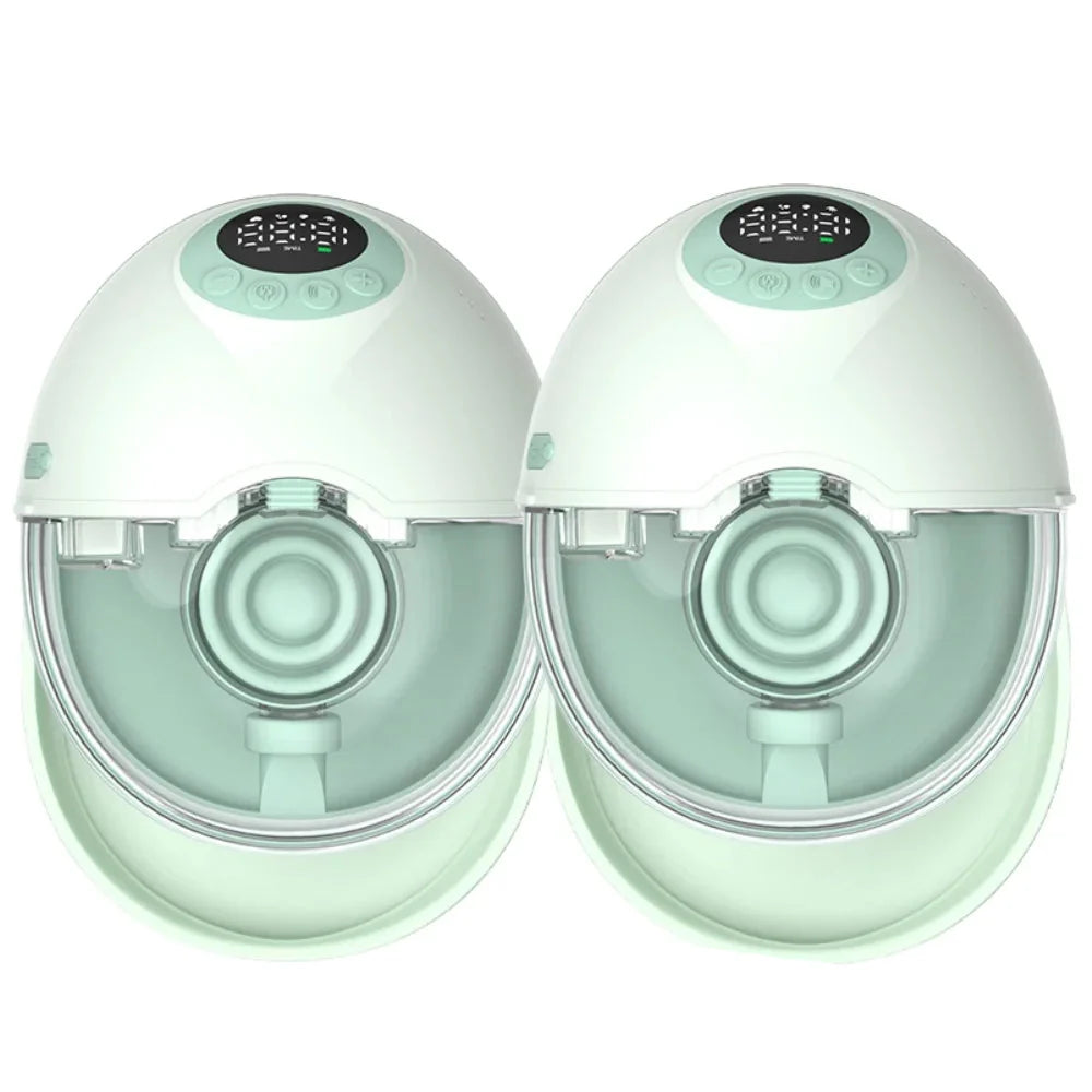 Silent Wearable Breast Pump with Smart Heating & UV Function - MY381B 2PCS Green