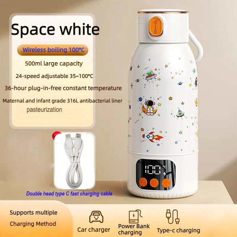 Portable 500ml Wireless Electric Kettle with Fast Charging