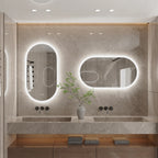 Oval LED Bathroom Mirror with 3-Color Lighting and Anti-Fog