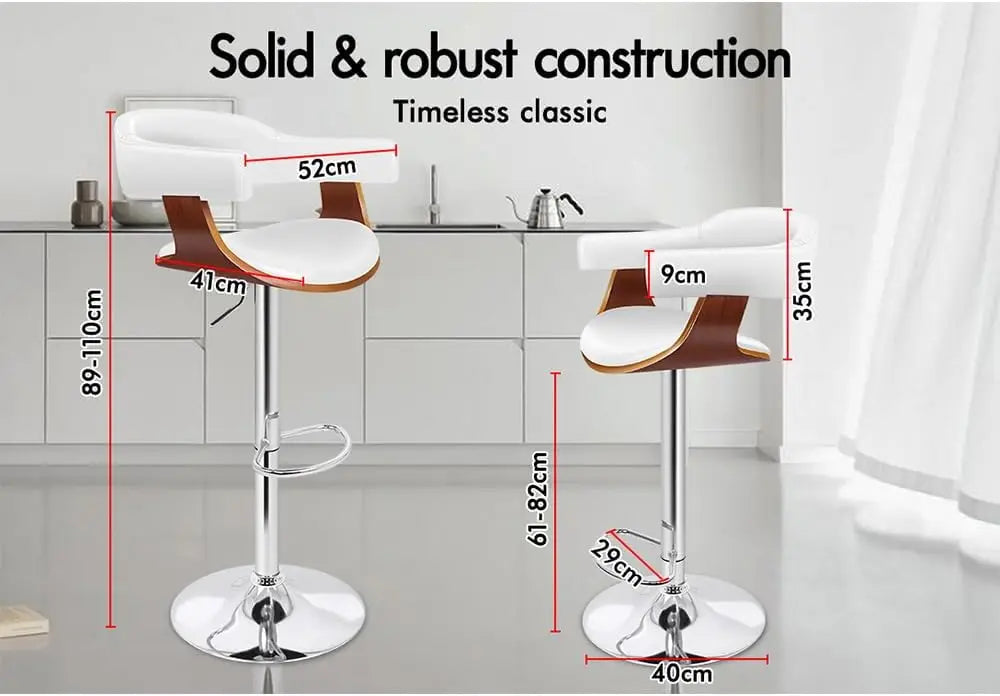 Modern Kitchen Counter Chair with Footrest, Ergonomic PU Leather & High-Resilience Foam