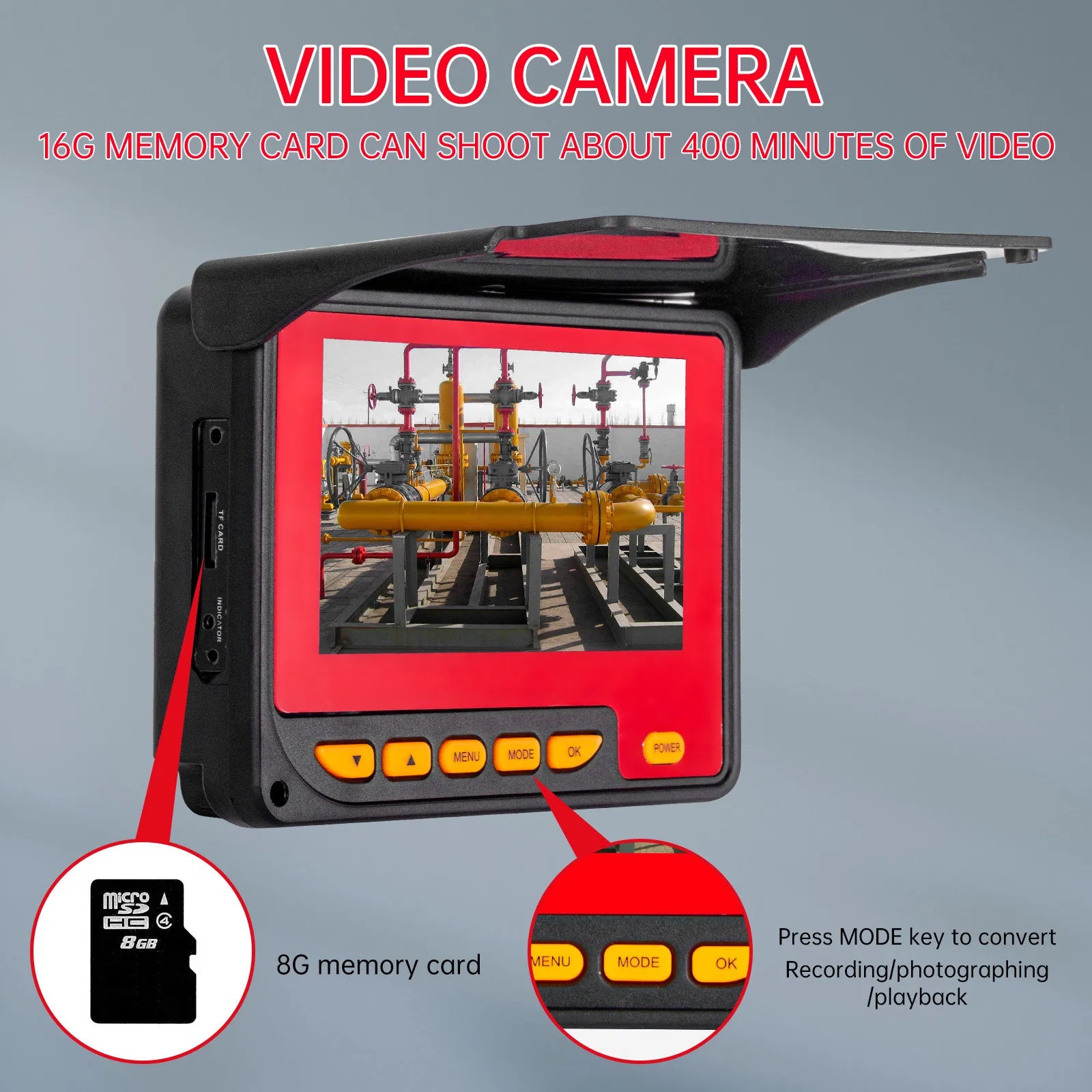 17mm Pipe Inspection Camera 10m with DVR and 16GB Storage