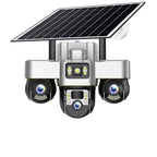 Outdoor 4G Rechargeable Solar Camera 15MP HD Triple Lens with Motion Tracking & Zoom