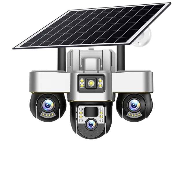 Outdoor 4G Rechargeable Solar Camera 15MP HD Triple Lens with Motion Tracking & Zoom