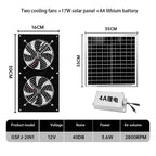 12V Solar Exhaust Fan with Dual Cooling Blades for Kitchen, Greenhouse & Pet Room
