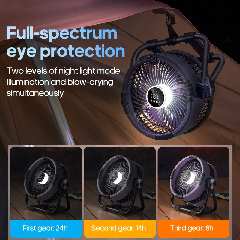 Wireless Outdoor Tent Fan 4-Speed with Remote Control