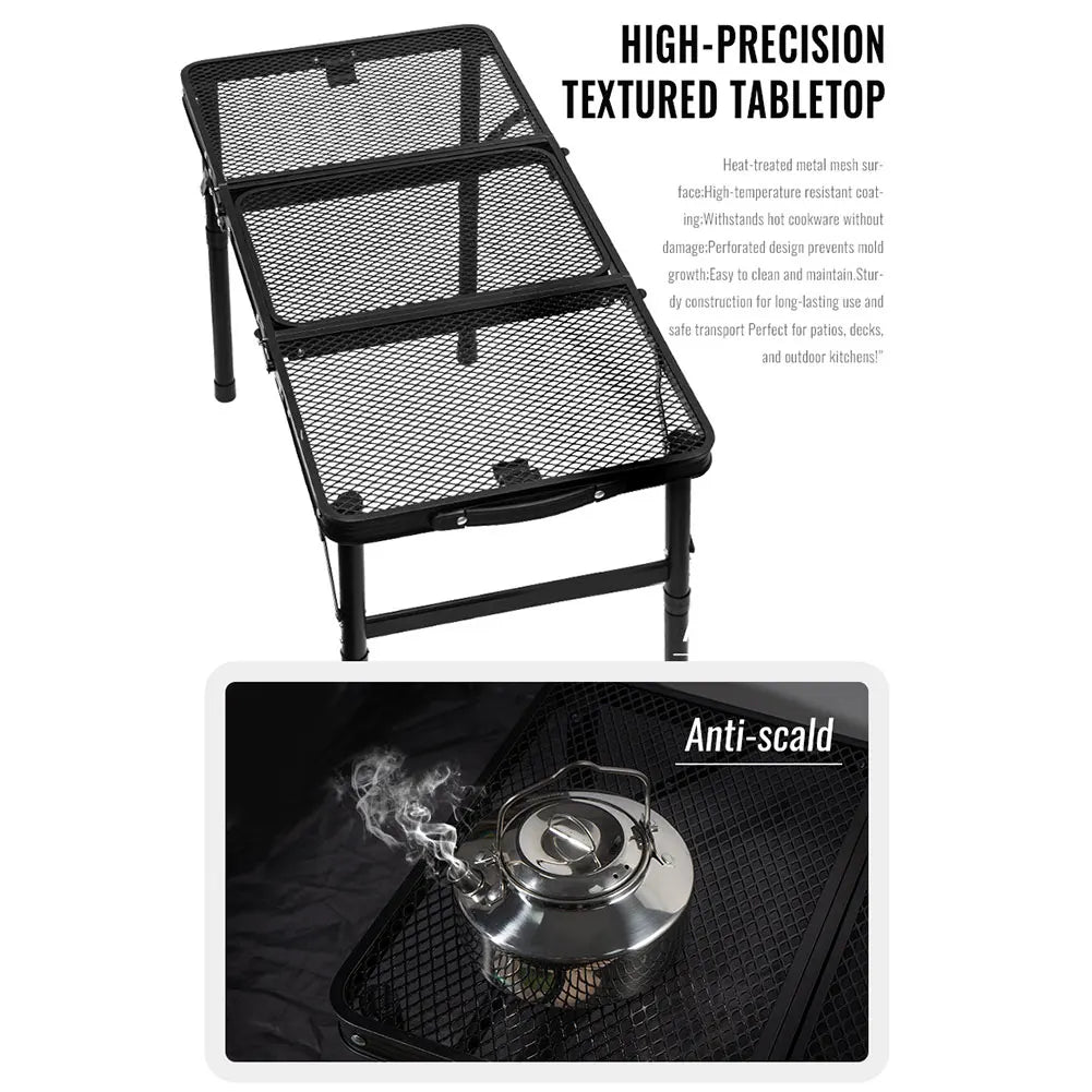 Height Adjustable Outdoor IGT Folding Table with Mesh Top - Medium