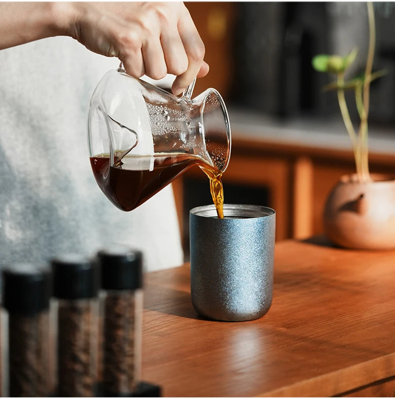 220ml Titanium Travel Coffee Mug Lightweight Insulated Heat-Lock Cup for Outdoor & Office