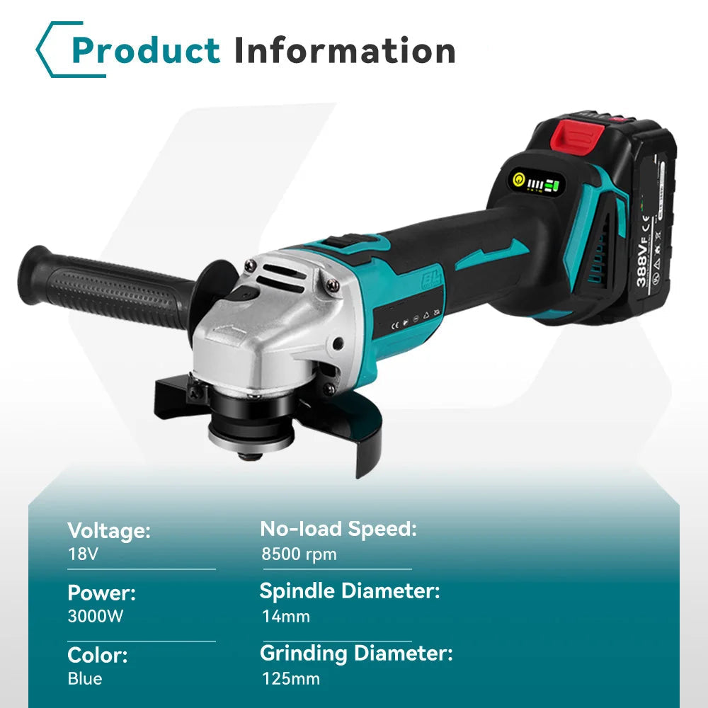 125mm Brushless Angle Grinder for Woodworking and Metal