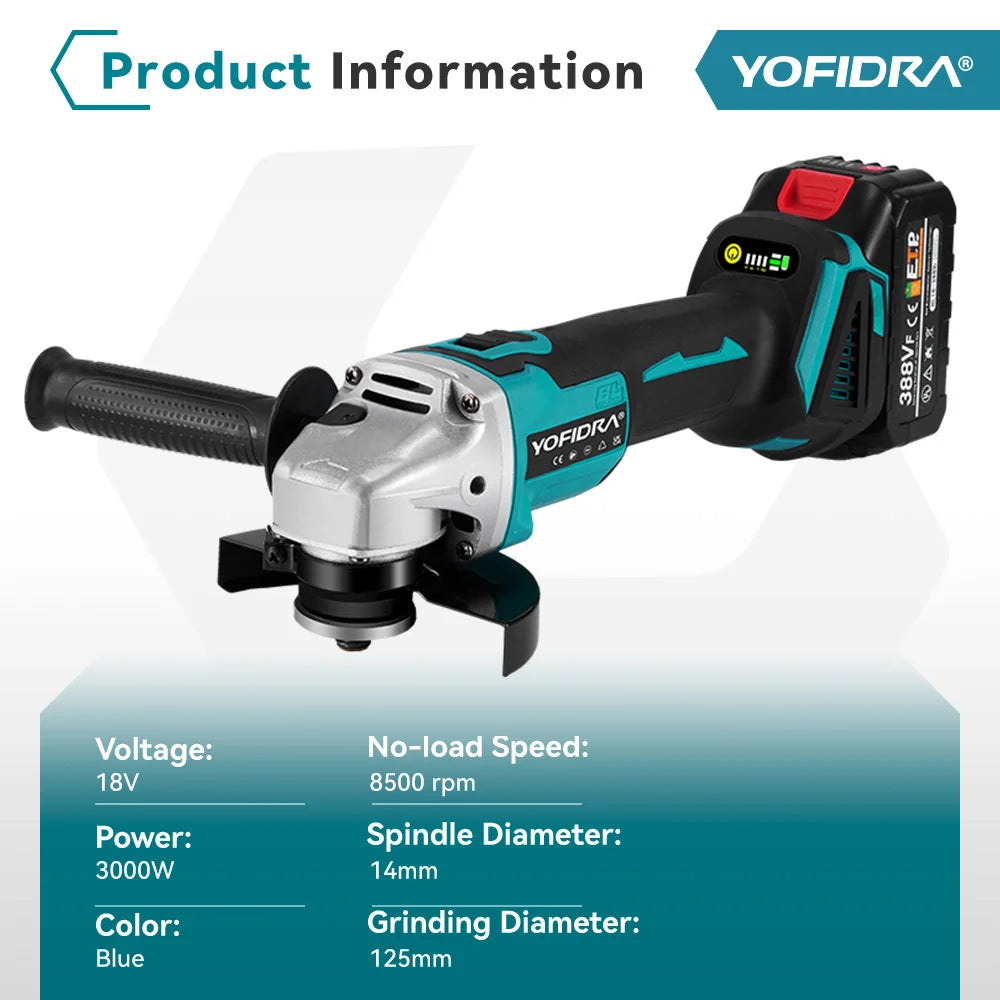125mm Brushless Cordless Angle Grinder with 4 Speed Settings