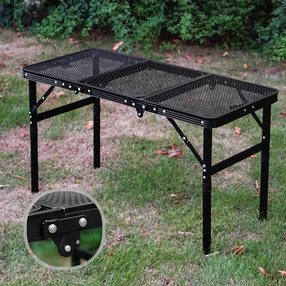 Height Adjustable Outdoor IGT Folding Table with Mesh Top - Large