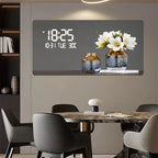 Digital Wall Clock with Geometric Art Display for Living Room
