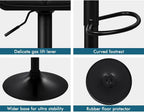 Modern Adjustable Kitchen Bar Stools Set of 2, 360° Swivel with Anti-Slip Chrome Base