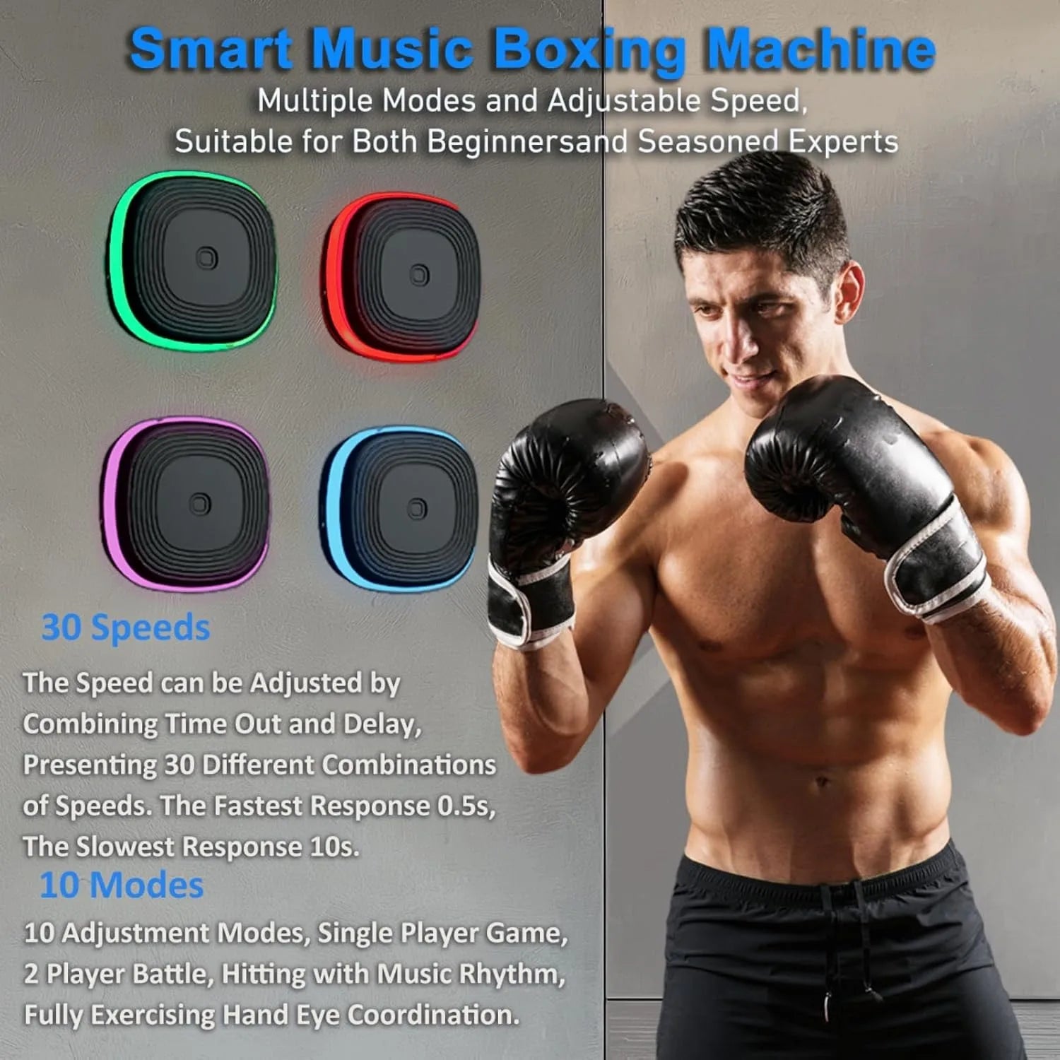 Wall-Mounted Electronic Boxing Trainer with Bluetooth Music